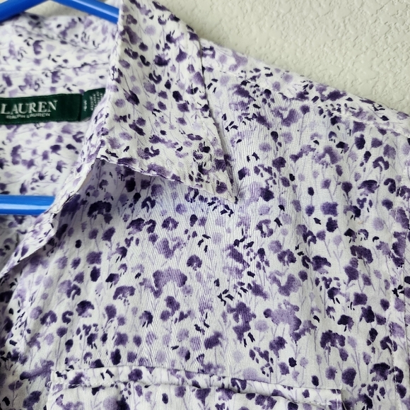 LAUREN RALPH LAUREN Micro Ditsy‎ Floral Button Up Shirt Coquette Cottagecore S - Picture 4 of 8